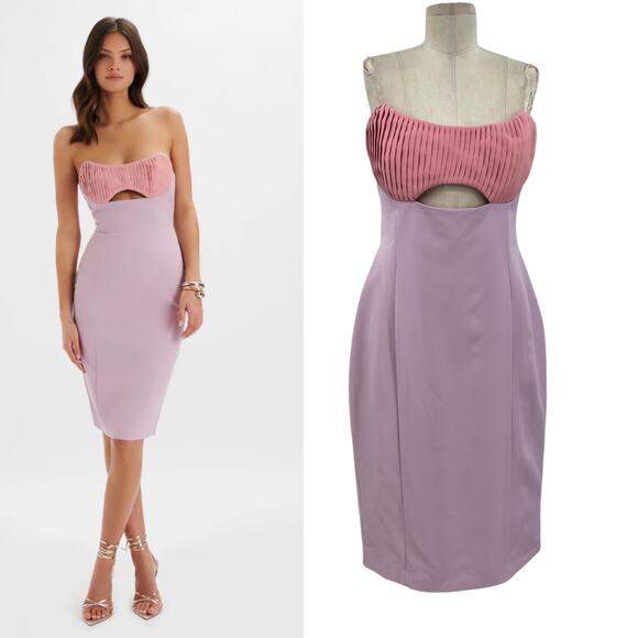 Lavish Alice Layla Dress Colorblocked Pleated Bandeau Lilac Purple Size US 12 - Picture 1 of 12